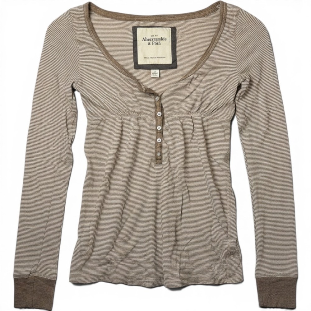 VTG Abercrombie & Fitch Small Brown Striped Babydoll Top Y2K‎ Bella Swan Preppy